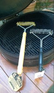 The Mr. Grill brush, and a similar, dirt-cheap one I found at the drugstore. 